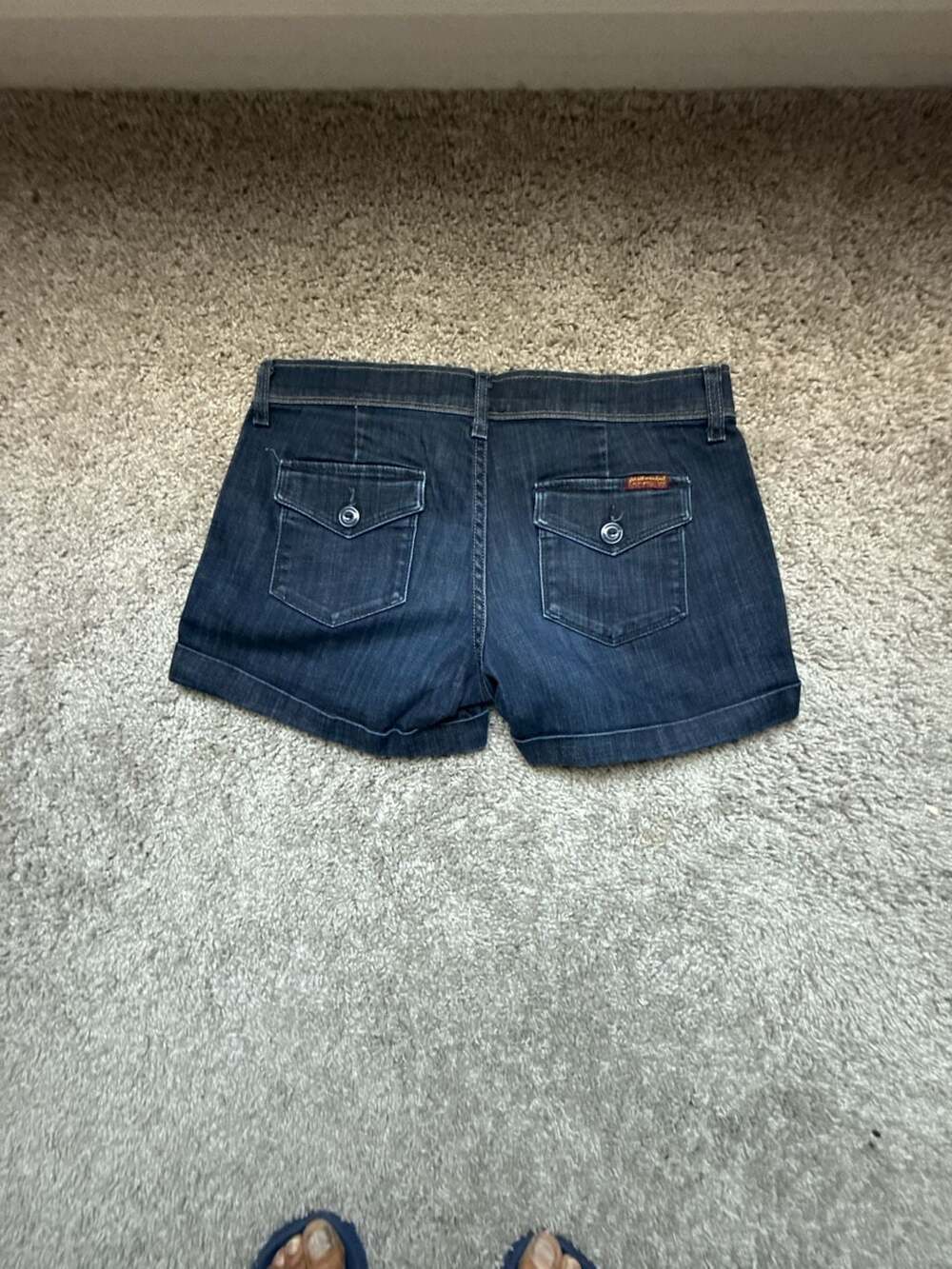 7 For All Mankind Dark Wash Denim Cargo Pocket Shorts